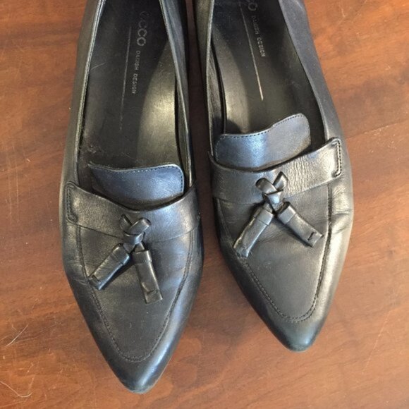 ECCO LEATHER FLAT SHOES SIZE 10 - Picture 2 of 8